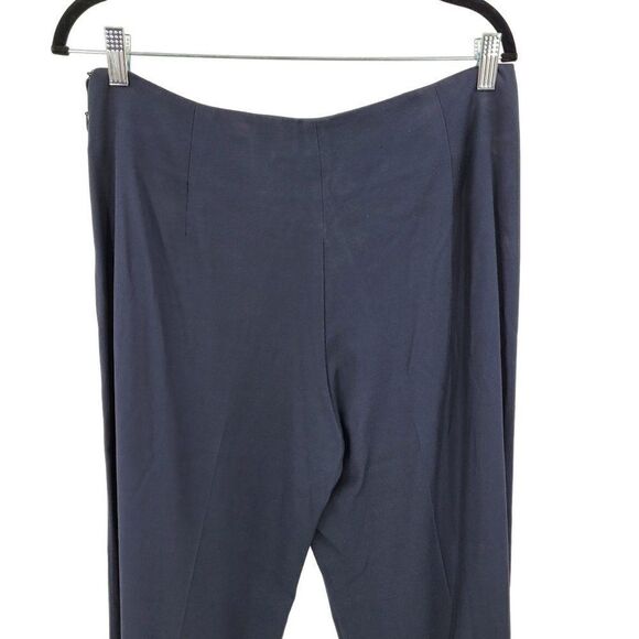 Vince High-rise Wide Leg Dress Pants 8 Navy Trouser Stretch Flat Front Side Zip - Picture 6 of 11